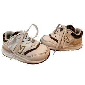 New Balance Kid's Size US 4 Baby Toddler White Leopard Lace Up Sneaker Shoes